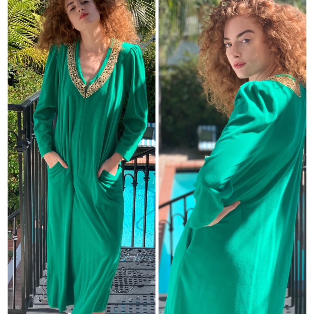 Vintage 70s designer loungewear maxi dress S M